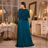 Women’s Plus Size Chic V Neck Pleated Sequin Maxi Dress for Formal Party