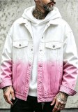 Men Gradient Faux Sherpa Denim Jacket