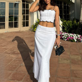 Women Sexy Strap Top and Midi Skirt Two Piece Set
