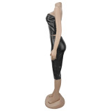 Women Strapless Sexy Stretchy Top and Pant Two Piece Set