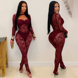 Women Sexy See-Through Lace Jumpsuit