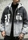 Men American Style Hooded Letter Print Denim Jacket