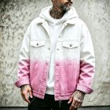 Men Gradient Faux Sherpa Denim Jacket
