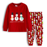 Kids’ Fall Winter Christmas Santa Claus and Christmas Tree Printed Two Piece Pajama Set