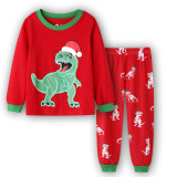 Kids’ Fall Winter Christmas Santa Claus and Christmas Tree Printed Two Piece Pajama Set