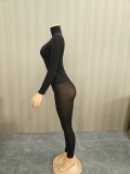 Women’s High Stretch Long Sleeve High Neck Basic Top and Matching Pants Set
