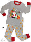 Kids’ Fall Winter Christmas Santa Claus and Christmas Tree Printed Two Piece Pajama Set