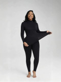 Women’s High Stretch Long Sleeve High Neck Basic Top and Matching Pants Set