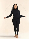 Women’s High Stretch Long Sleeve High Neck Basic Top and Matching Pants Set