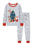 Kids’ Fall Winter Christmas Santa Claus and Christmas Tree Printed Two Piece Pajama Set