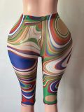 Women’s Sexy Polka Dot See Through Mesh High Waist Stretch Capri Pants for Outdoor Wear