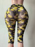 Women’s Sexy Polka Dot See Through Mesh High Waist Stretch Capri Pants for Outdoor Wear