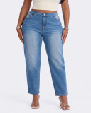 Women’s Fall Plus Size High Waist Slim Fit Loose Denim Pants