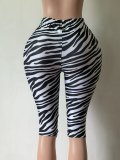 Women’s Printed Slim Fit High Waist Stretch Capri Pants