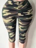 Women’s Printed Slim Fit High Waist Stretch Capri Pants
