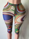 Women’s Sexy Polka Dot See Through Mesh High Waist Stretch Capri Pants for Outdoor Wear