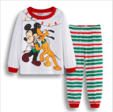 Kids’ Fall Winter Christmas Santa Claus and Christmas Tree Printed Two Piece Pajama Set
