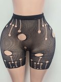 Women’s Sexy Casual Ripped Mesh Tight Fitting Shorts