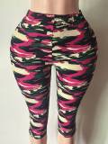 Women’s Printed Slim Fit High Waist Stretch Capri Pants
