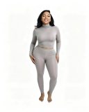 Women’s High Stretch Long Sleeve High Neck Basic Top and Matching Pants Set