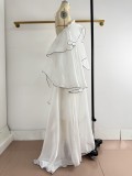 Women Patchwork Tiered Cake Elegant Maxi Dress
