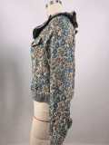 Women Spring Ruffle Peter Pan Collar Denim Jacket