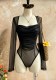 Women See-Through Mesh Long Sleeve Square Neck Ruched Corset Sexy Bodysuit