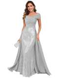 Women Off Shoulder Sequin Mermaid Pleated Formal Party Evening Dress（Processing time need 3-6 days）