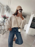 Women Solid Knit Round Neck Layering Sweater