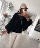 Women Solid Knit Round Neck Layering Sweater
