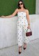 Women Sleeveless Strapless Polka Dot Top & Trousers Casual Two Piece Set