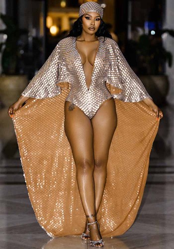Women Fall Sexy Shiny V-Neck Bodysuit