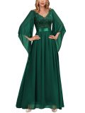 Plus Size Women Chiffon V-Neck Formal Party Evening Dress for Bridesmaid（Processing time need 3-6 days）