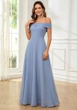 Women Off Shoulder Chiffon Bridesmaid Wedding Evening Dress（Processing time need 3-6 days）