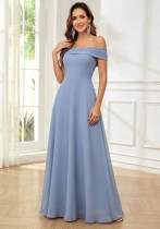 Women Off Shoulder Chiffon Bridesmaid Wedding Evening Dress(Processing time need 3-6 days) Women Off Shoulder Chiffon Bridesmaid Wedding Evening Dress(Processing time need 3-6 days)