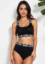 Women Letter Strap Leopard Butterfly Print Solid Bra Lingerie Two Piece Set Women Letter Strap Leopard Butterfly Print Solid Bra Lingerie Two Piece Set