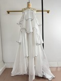 Women Patchwork Tiered Cake Elegant Maxi Dress