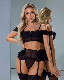 Women Black See-Through Lingerie Two Piece Set