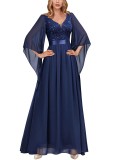Plus Size Women Chiffon V-Neck Formal Party Evening Dress for Bridesmaid（Processing time need 3-6 days）