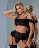 Women Black See-Through Lingerie Two Piece Set
