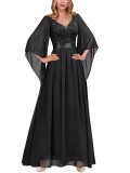 Plus Size Women Chiffon V-Neck Formal Party Evening Dress for Bridesmaid（Processing time need 3-6 days）
