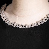Women Black Sleeveless Long Rhinestone Round Neck Formal Party Evening Dress（Processing time need 3-6 days）