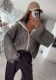 Women Vertical Striped Zipper Knit Stand Collar Fall Winter Casual Sweater