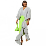 Custom Women Printed Ink Wash Pleated Ruffle Maxi Dress (Made after Order ,need 7-10 DAYS)