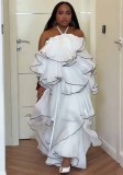 Women Patchwork Tiered Cake Elegant Maxi Dress