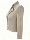 Women Fall Winter Turndown Collar Button Long Sleeve Top & Ruffle Skirt Two Piece Set