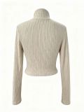 Women Fall Winter Turndown Collar Button Long Sleeve Top & Ruffle Skirt Two Piece Set