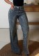 Women Sparkly Rhinestone Casual Denim Wide Leg Pants