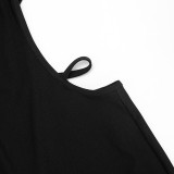 Women Solid Hollow Out Furry Long Sleeve Sexy Jumpsuit