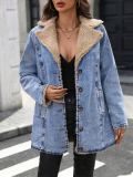 Women’s Fall Winter Fleece Lined Denim Jacket